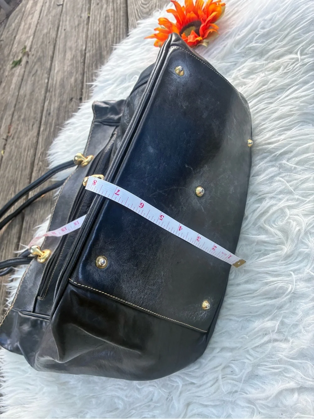 🌺LARGE genuine leather tote shoulder bag black🌺 - Picture 6 of 10